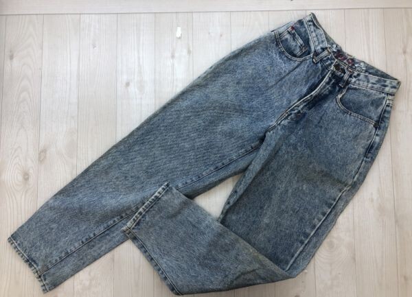 203 CX オールド レトロ 80s 90s ケミカルウォッシュ ハイウエスト バルーン デニム ジーンズ パンツ ボトムス レディース 綿100% 66 青拍卖