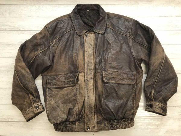 VALANTANI イタリーシック レトロ オールド 裏地ペイズリーキルティング 比翼ジップ 本革 レザージャケット メンズ 羊革 L ダークブラウン拍卖