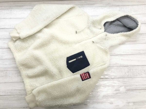 ホットピング HOTPING アメカジ スポーツ 星条旗モチーフ ハーフジップ ボアフリース パーカー プルオーバー レディース 2 クリーム拍卖