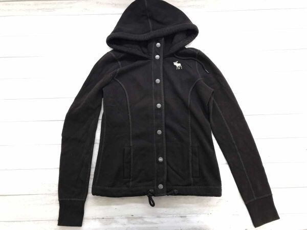 アバクロンビー&フィッチ Abercrombie&Fitch Y2K アメカジ 刺繍 比翼ジップ ボタン留め スウェット パーカー ジャケット S 茶色拍卖