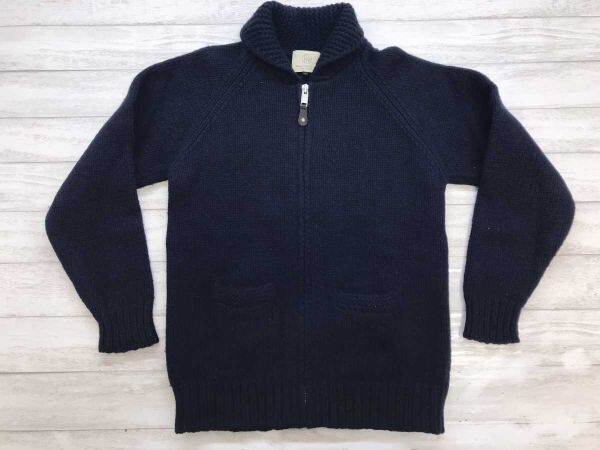 ユナイテッドアローズ UNITED ARROWS BEAUTY&YOUTH アメカジ ショールカラー カウチン風 ニット ジャケット メンズ ウールアルパカ混 L 紺拍卖