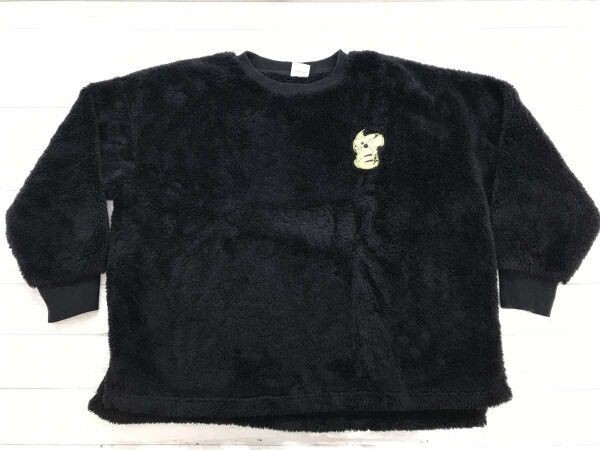 ジーユー ポケモン GU POKEMON コラボ ピカチュウ刺繍 リブ切替 フリース プルオーバー ジャケット レディース ポリエステル100% XL 黒拍卖