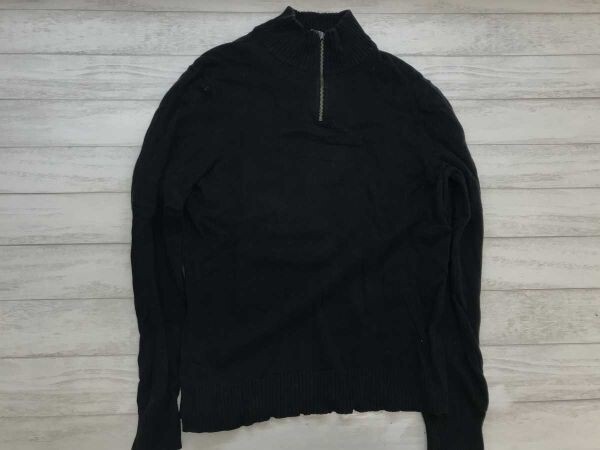 ギャップ GAP アメカジ トラッド リブ切替 ハーフジップ ハイネック 長袖 コットンニット セーター プルオーバー メンズ 綿100% L 黒拍卖