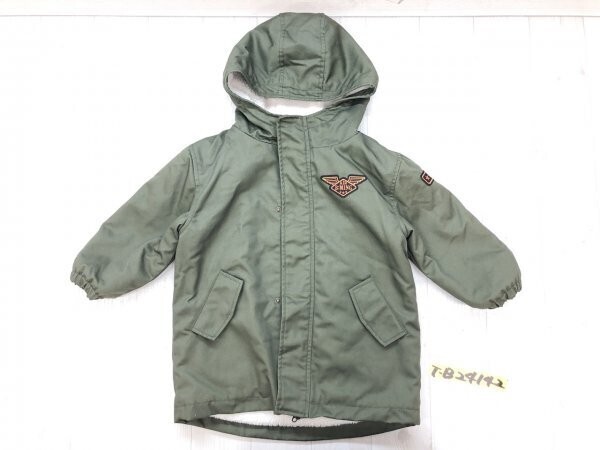 B:MING LIFE STORE by BEAMS ビーミングライフストア ビームス キッズ 裏ボア ミリタリージップ ジャケット フーディー 110 カーキグリーン拍卖