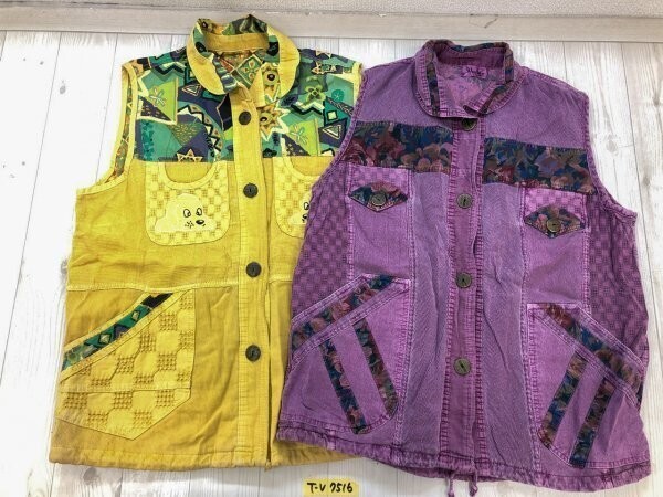 Daisho レディース 切り替えベスト 2点セット まとめ売り 黄色・紫拍卖