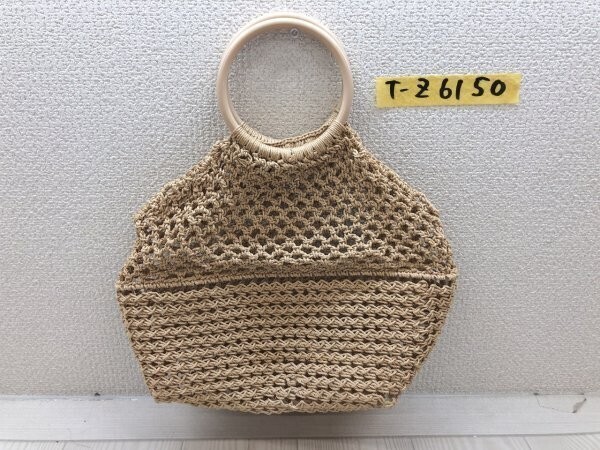 レディース キッズ かご編み ハンドバッグ ベージュ拍卖