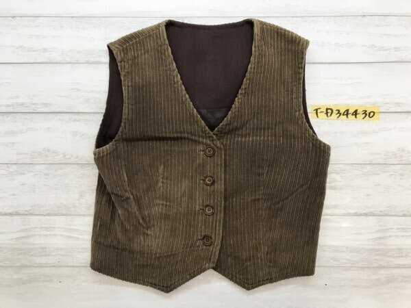レディース 裏地付き コーデュロイ ジレ ベスト 小さいサイズ 茶系拍卖