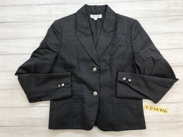 ELLE エル キッズ 女の子 肩パッド ウール テーラードジャケット 165 グレー拍卖