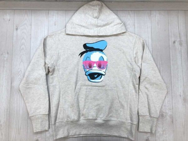 東京ディズニーリゾート TOKYO Disney RESORT ドナルド ビッグフェイスプリント スウェット フーディー パーカー メンズ 綿混合 L 生成り拍卖