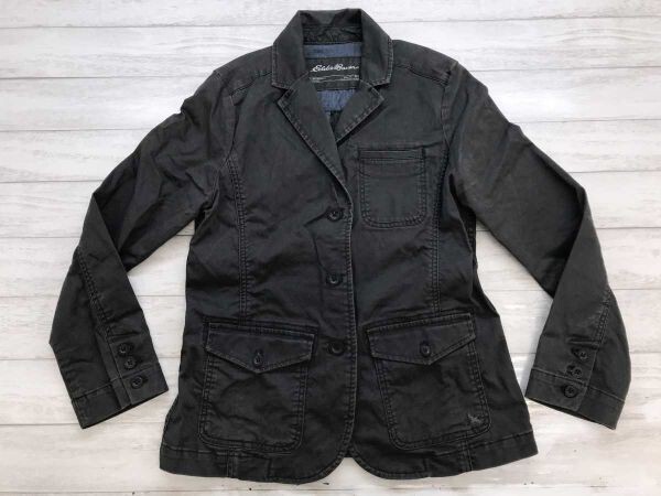 エディーバウアー Eddie Bauer アメカジ ワーク アウトドア ウォッシュ加工 テーラード ジャケット レディース P6 チャコールグレー拍卖