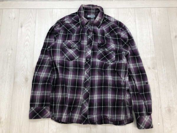 アンチレーベル anti-label アメカジ ネオグランジ ネオお兄系 チェック 起毛 フランネル ロールアップ 長袖ウエスタンシャツ メンズ L 紫拍卖