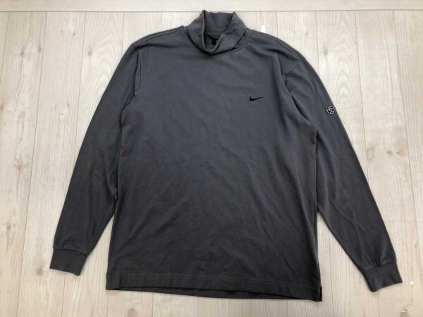 ナイキ NIKE スポーツ ゴルフ トレーニング ロゴ刺繍 タートルネック 長袖Tシャツ ロンT インナー メンズ コットン混合 M グレー拍卖