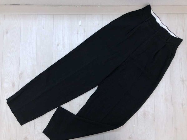 ロク 6 ユナイテッドアローズ UNITED ARROWS ワンタック センタープレス ワイドテーパード スラックス パンツ レディース 日本製 36 黒拍卖