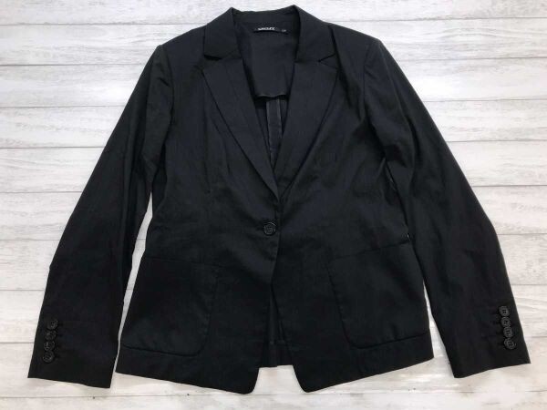 ダナ・キャラン DKNY Donna Karan クラシック フォーマル モード 1つボタン リネン混 テーラードジャケット レディース 14 黒拍卖