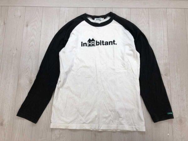 インハビタント inhabitant 平成レトロ Y2K アメカジ ストリート ラグラン 配色切替 長袖Tシャツ ロンT メンズ コットン100% S 白黒拍卖