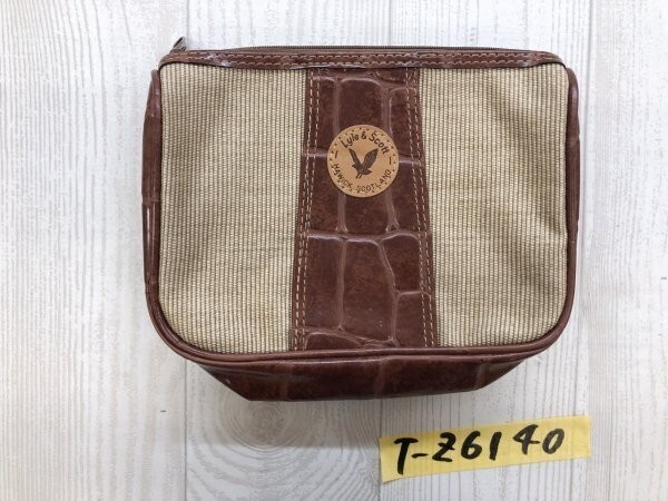 LYLE&SCOTT ライルアンドスコット メンズ レディース ロゴ入り ポーチ ベージュ赤茶拍卖