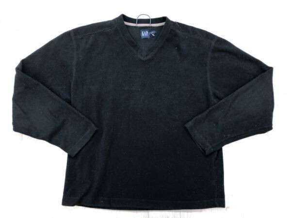 ギャップ GAP メンズ オーセンティック アウトドア アメカジ 古着 ポリエステル100% Vネック フリース トレーナー シャツ XS 黒拍卖
