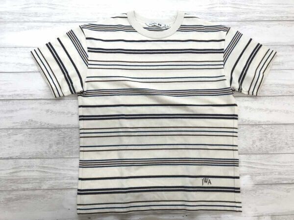 ユニクロ JWアンダーソン UNIQLO JW ANDERSON トラッド スポーツ パターンボーダー ドライ 鹿の子 半袖Tシャツ メンズ 綿混 S アイボリー拍卖