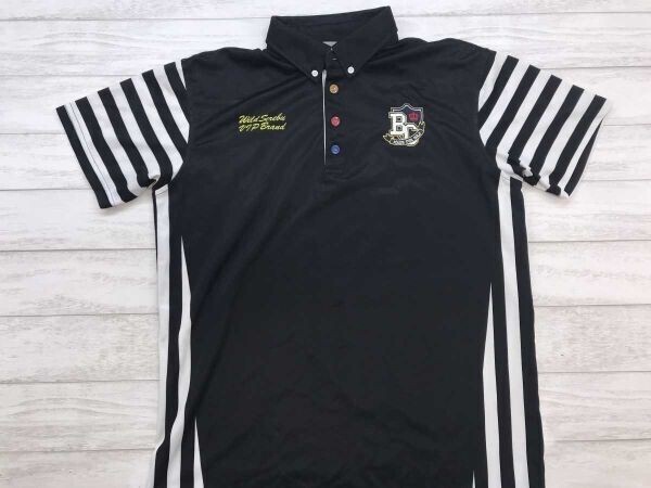 BLUE CRUSH ブルークラッシュ メンズ ラグジュアリー ゴルフ 古着 ドライメッシュ ストライプ 半袖ポロシャツ ポリエステル100% LL 黒白拍卖