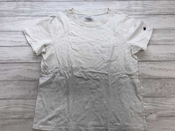 champion チャンピオン レディース アメカジ ストリート 古着 ポケT 半袖Tシャツ 胸ポケット付き 綿100% 大きいサイズ XL オフホワイト拍卖