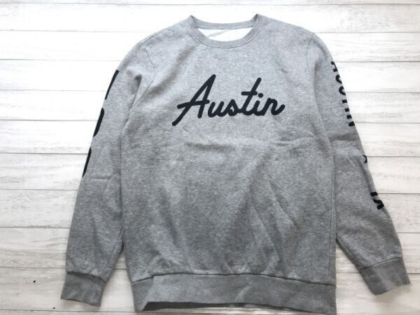 H&M エイチアンドエム 裏起毛 AUSTIN 1991 アメカジ カレッジ クルーネック スウェット トレーナー メンズ グレー拍卖