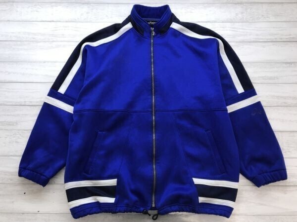 asics アシックス オールド レトロ スポーツ ブロークコア ゴープコア古着 ハイネック 配色切替 ジャージ トラック ジャケット メンズ 青系拍卖