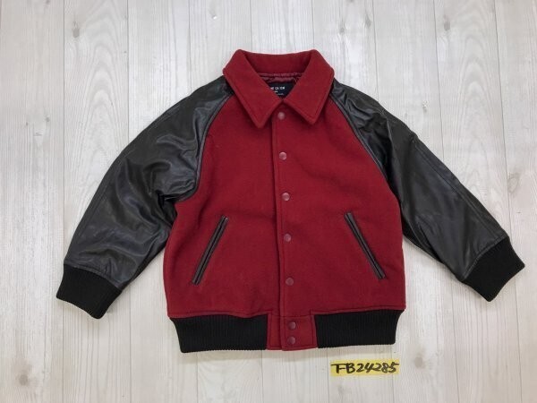 COMME CA ISM コムサイズム キッズ 袖フェイクレザー 中綿 切り替え スタジャン 110A 赤焦げ茶拍卖