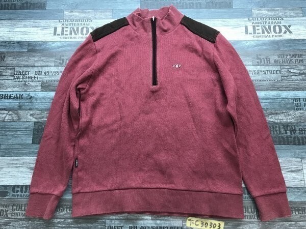PLAYBOY プレイボーイ メンズ ロゴラバープリント ハーフジップ 肩切替 カットソー M 赤茶拍卖