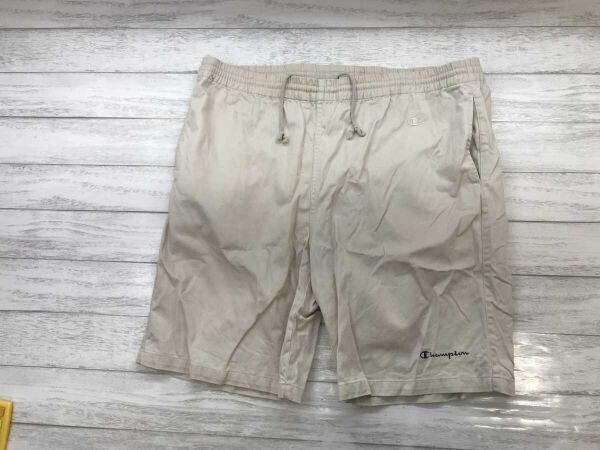チャンピオン Champion レトロ アメカジ スポーツ ロゴ刺繍 イージー ハーフ ショート チノ パンツ ボトムス メンズ 綿100% L ベージュ拍卖