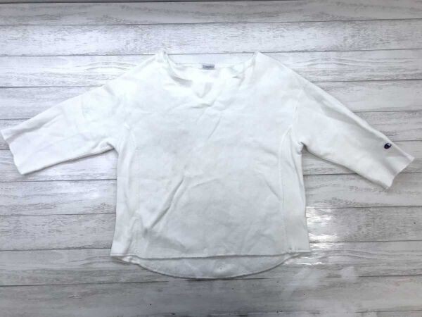 チャンピオン Champion リバースウィーブ Reverse Weave アメカジ スポーツ ボートネック 七分袖 スウェット トレーナー メンズ M 白拍卖