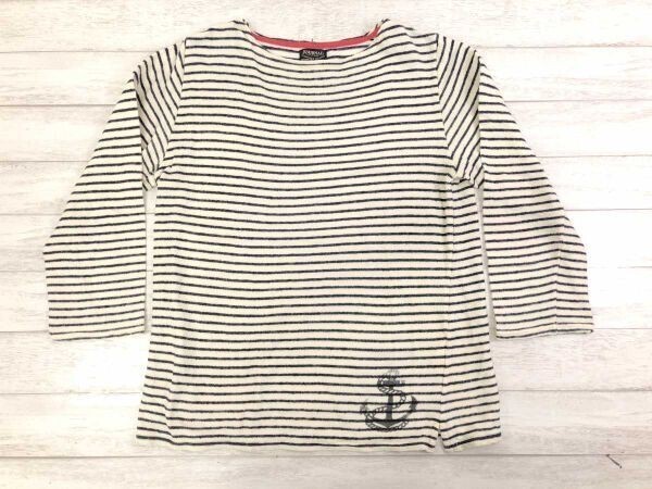 ジャーナルスタンダード JOURNAL STANDARD レトロ トラッド マリン ボーダー 錨プリント 七分袖 バスクTシャツ コットン100% メンズ 白拍卖