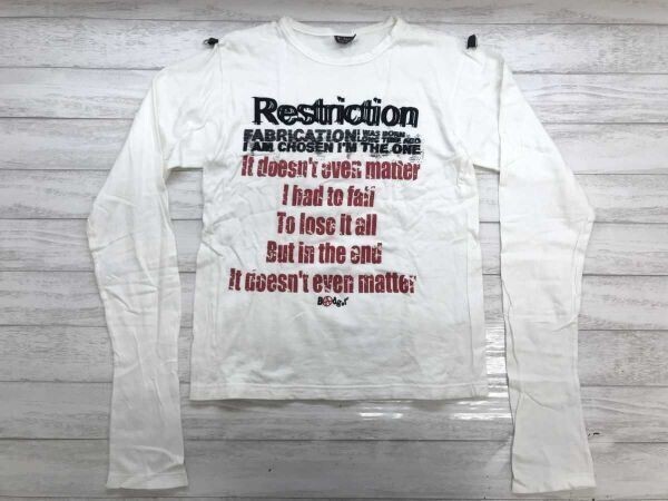 BAdger バジャー オールド ネオグランジ パンク PUNK V系 ヴィジュアル 英字プリント カットソー 長袖Tシャツ メンズ コットン100% L 白拍卖