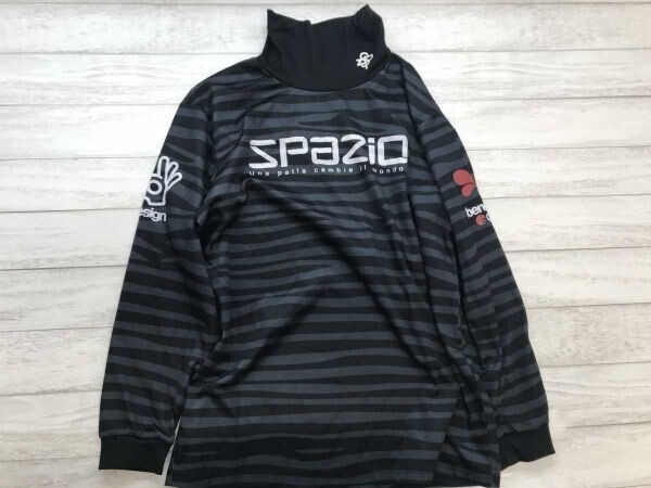 スパッツィオ spazio スポーツ サッカー フットサル トレーニング ハイネック ゼブラ柄 総柄 長袖Tシャツ カットソー メンズ M 黒拍卖