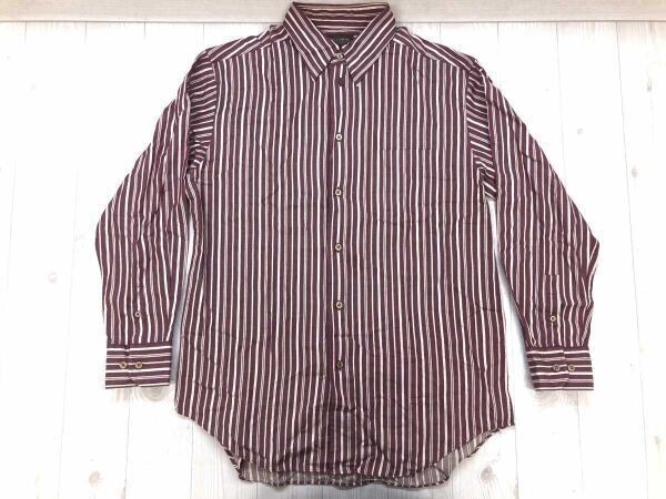 ベルモーレ BELLUMORE レトロ トラッド クラシック ストライプ 隠しボタンダウン 長袖シャツ メンズ ソフトコットン LL エンジ拍卖