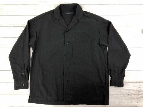 レイジブルー RAGEBLUE ドメスティック アーバン ストリート オープンカラー 開襟 長袖シャツ メンズ ポリエステル98% 麻2% M 黒拍卖