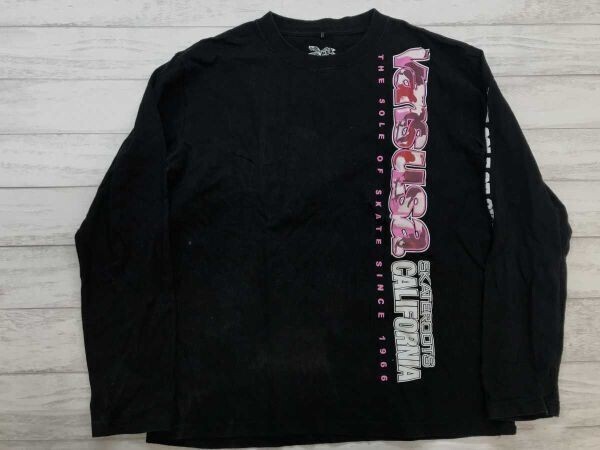 バンズ VANS オールド 00s アメカジ ストリート スケート サーフ 両面プリント カットソー 長袖Tシャツ ロンT メンズ コットン100% L 黒拍卖