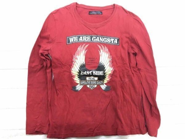 ボディウェーブ BODY WAVE ネオグランジ ロック サーフ スパンコール ラメ フェザープリント 長袖Tシャツ ロンT メンズ 綿100% L 赤拍卖