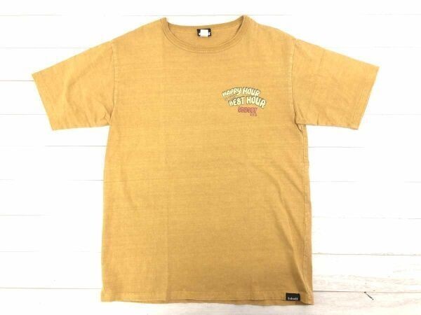 ショット Schott レトロ アメカジ ストリート 犬 ワンちゃん ヴィンテージ風プリント ピグメント 半袖Tシャツ メンズ 綿100% M マスタード拍卖