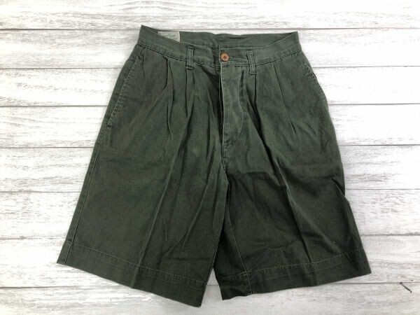 クリークスウェア CREEKS WEAR オールド アメカジ 90s 古着 タック入り ハーフ ショートチノパンツ ボトムス レディース 綿100% 36 カーキ拍卖