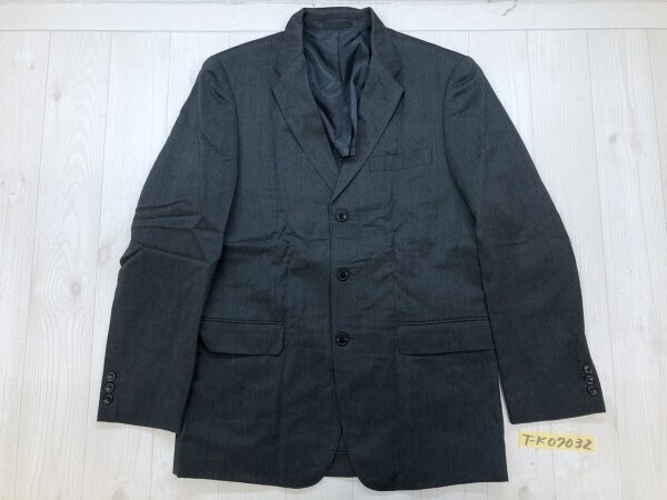 JUNMEN ジュンメン メンズ ウール混 日本製 背抜き テーラードジャケット 春秋 M 黒グレー拍卖