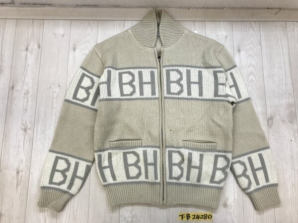 BAY HILL メンズ ニット ジップジャケット M ベージュグレー白拍卖
