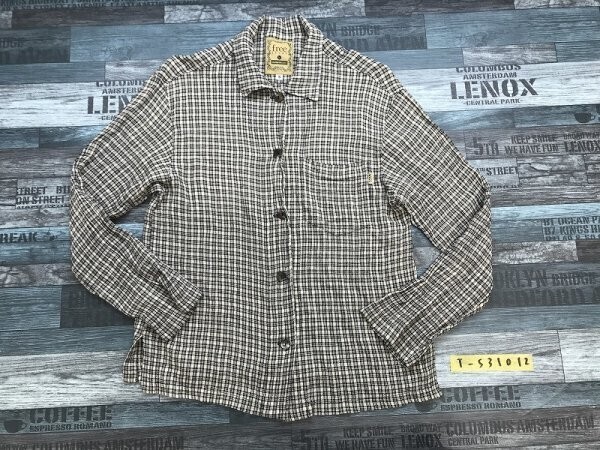 free sport レディース チェック柄織 長袖シャツ S 紺アイボリー拍卖