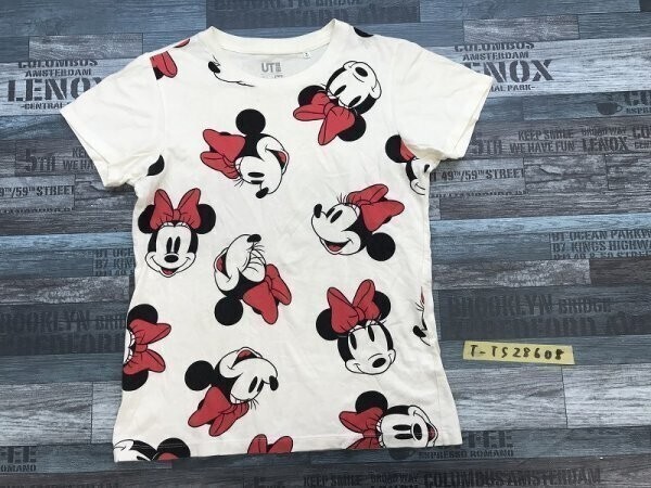 UT UNIQLO ユニクロ × DISNEY ディズニー メンズ ミニー総柄 半袖Tシャツ M アイボリー拍卖