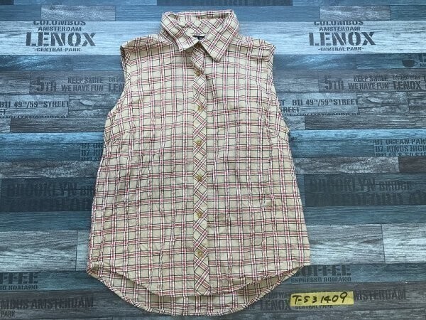 USPA U.S. POLO ASSN. ユーエスポロアッスン レディース シアサッカー ノースリーブシャツ L ベージュ赤拍卖