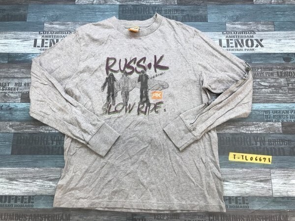 RUSS-K ラスケーメンズ 両面プリント ロンT カットソー M 杢グレー拍卖