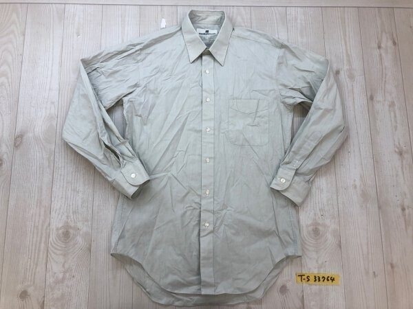 Pierre Balmain ピエールバルマン メンズ 胸ポケット 長袖シャツ 37-76 薄カーキ拍卖