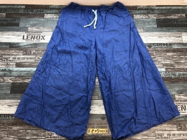 ノーブランド レディース 薄手 カラー ワイドガウチョパンツ 青拍卖