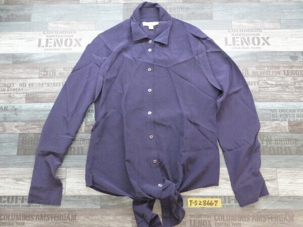 BANANA REPUBLIC バナナリパブリック レディース 前結び シルクシャツ 2 紺拍卖