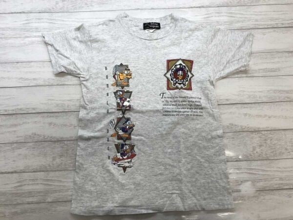 ディズニー Disney originals レトロ オールド 90s ウエスタン ドナルドダック キャラクター 刺繍 プリント 半袖Tシャツ メンズ M グレー拍卖