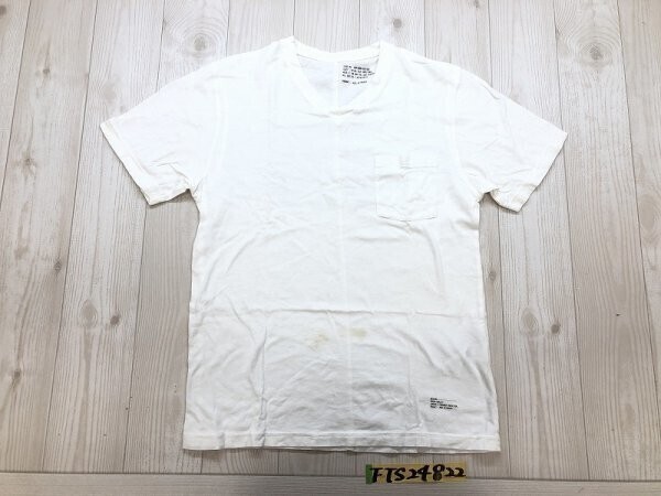 AZUL by moussy アズールバイマウジー メンズ 胸ポケット付き Vネック 半袖Tシャツ S 白拍卖